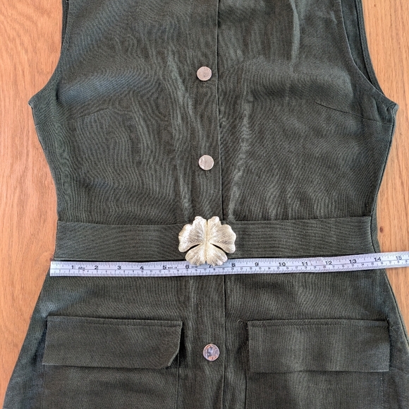 NEW Zara Linen Olive Green Sleeveless Midi Dress - Picture 8 of 9